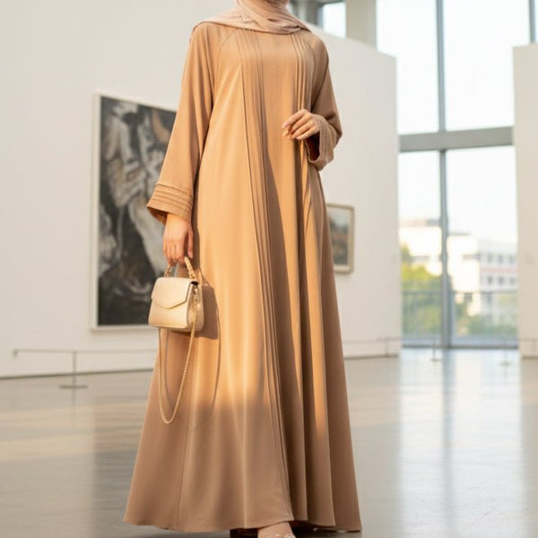 Serene Pleated Georgette Abaya Loose Full - Length Modest Style (MA254) - Mariam's Collection