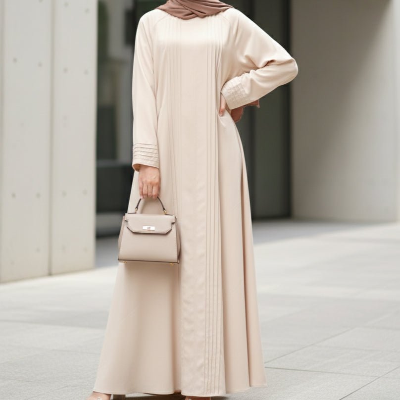 Serene Pleated Georgette Abaya Loose Full - Length Modest Style (MA254) - Mariam's Collection