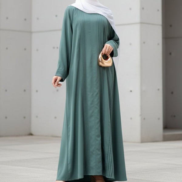 Serene Pleated Georgette Abaya Loose Full - Length Modest Style (MA254) - Mariam's Collection