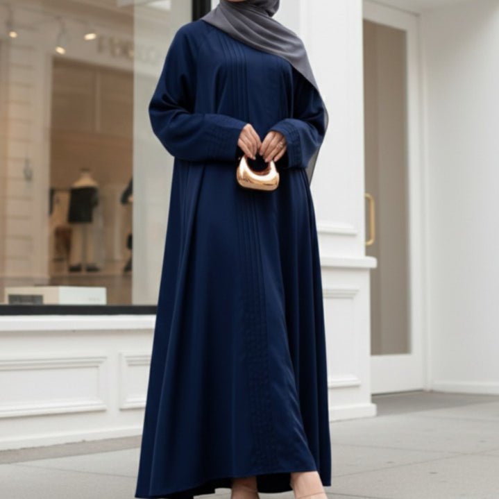 Serene Pleated Georgette Abaya Loose Full - Length Modest Style (MA254) - Mariam's Collection