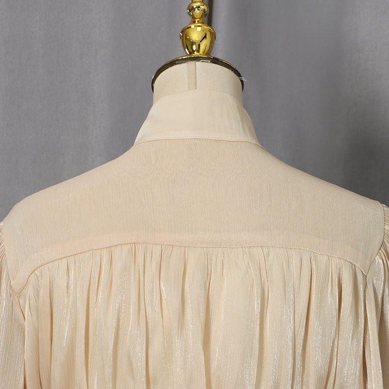 Shimmer Tiered Ruffle Dress with Pearl Buttons(MS322) - Mariam's Collection