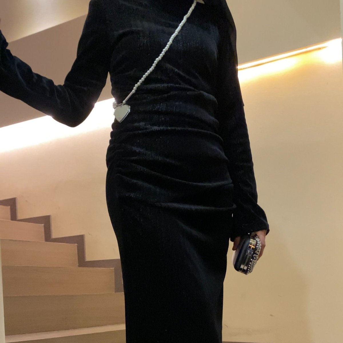 Shimmer Velvet Ruched Mermaid Gown(MA358) - Mariam's Collection