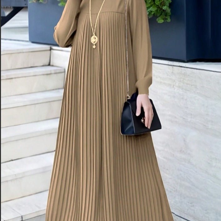 Simple Solid Color Pleated Abaya (MA094) - Mariam's Collection