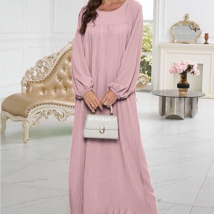 Simple Solid Color Pleated Abaya (MA094) - Mariam's Collection