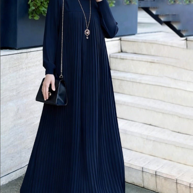 Simple Solid Color Pleated Abaya (MA094) - Mariam's Collection