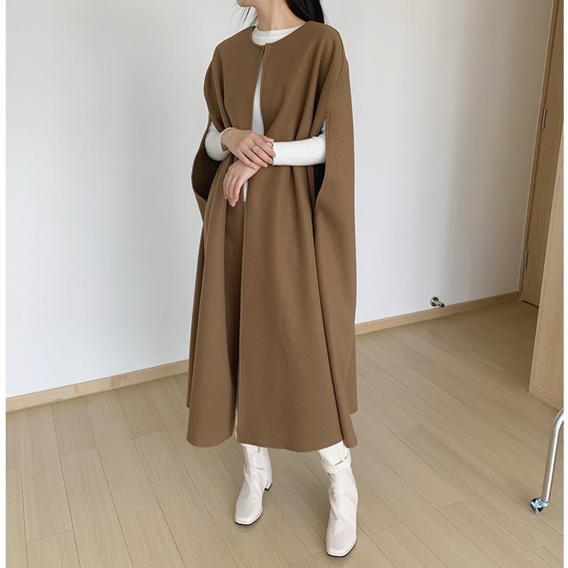 Sleeveless Cape Vest | Minimalist Long Wool - Blend Gilet Coat(MS204) - Mariam's Collection