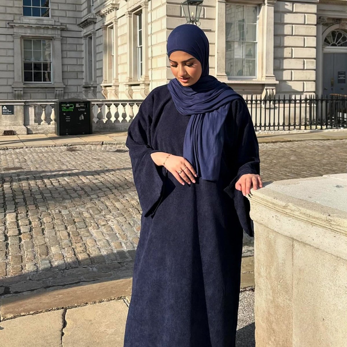 Solid Color Simple Corduroy Abaya (MA129) - Mariam's Collection
