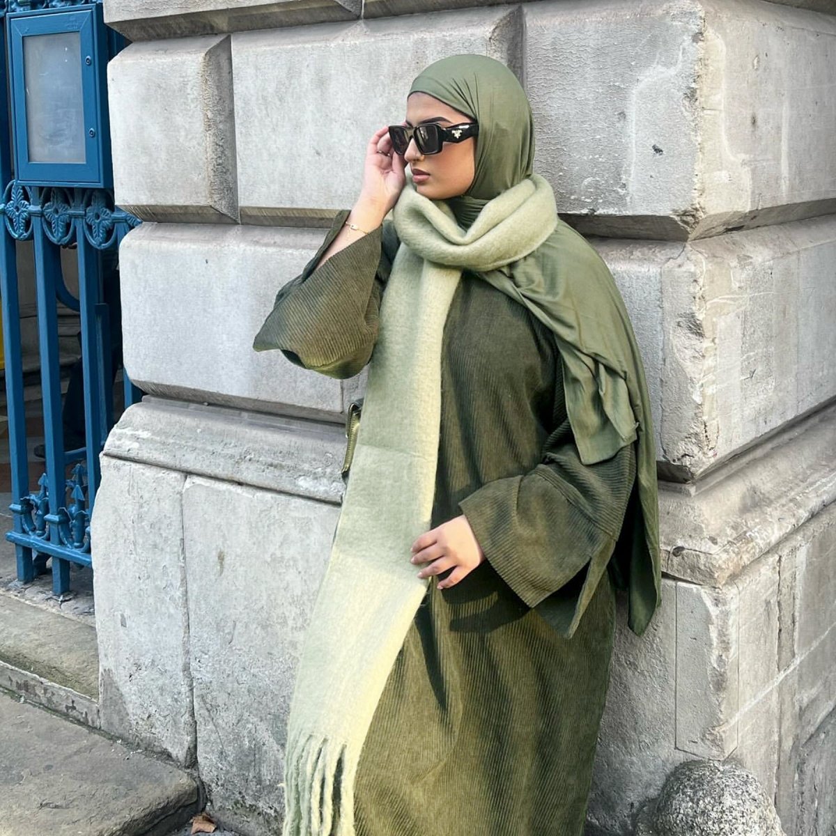 Solid Color Simple Corduroy Abaya (MA129) - Mariam's Collection