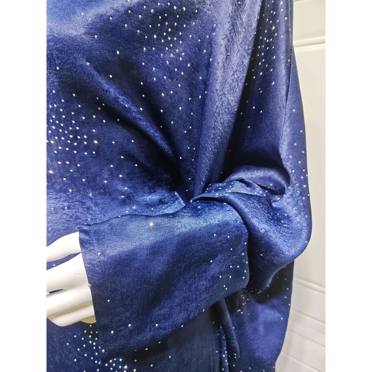 Solid Color Starry Night Diamond Embellished Abaya | Luxurious Sparkly Maxi Dress for Modest Elegance(MA287) - Mariam's Collection