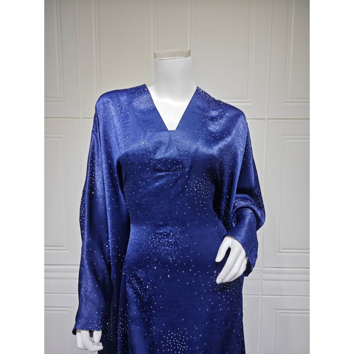 Solid Color Starry Night Diamond Embellished Abaya | Luxurious Sparkly Maxi Dress for Modest Elegance(MA287) - Mariam's Collection