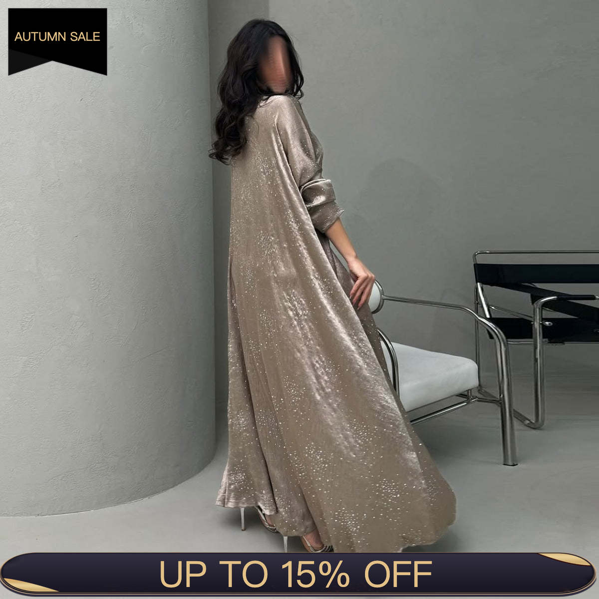 Solid Color Starry Night Diamond Embellished Abaya | Luxurious Sparkly Maxi Dress for Modest Elegance(MA287) - Mariam's Collection