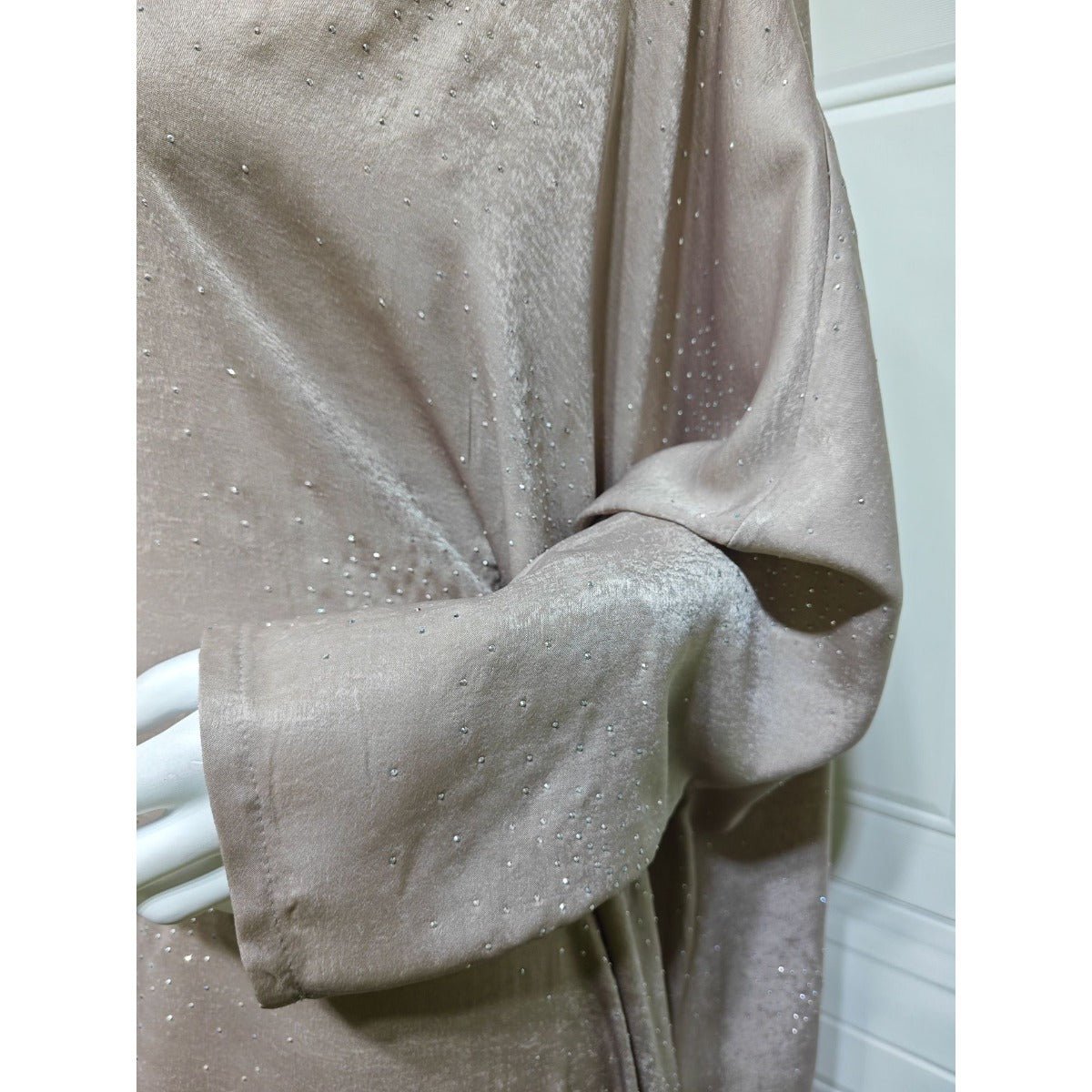 Solid Color Starry Night Diamond Embellished Abaya | Luxurious Sparkly Maxi Dress for Modest Elegance(MA287) - Mariam's Collection