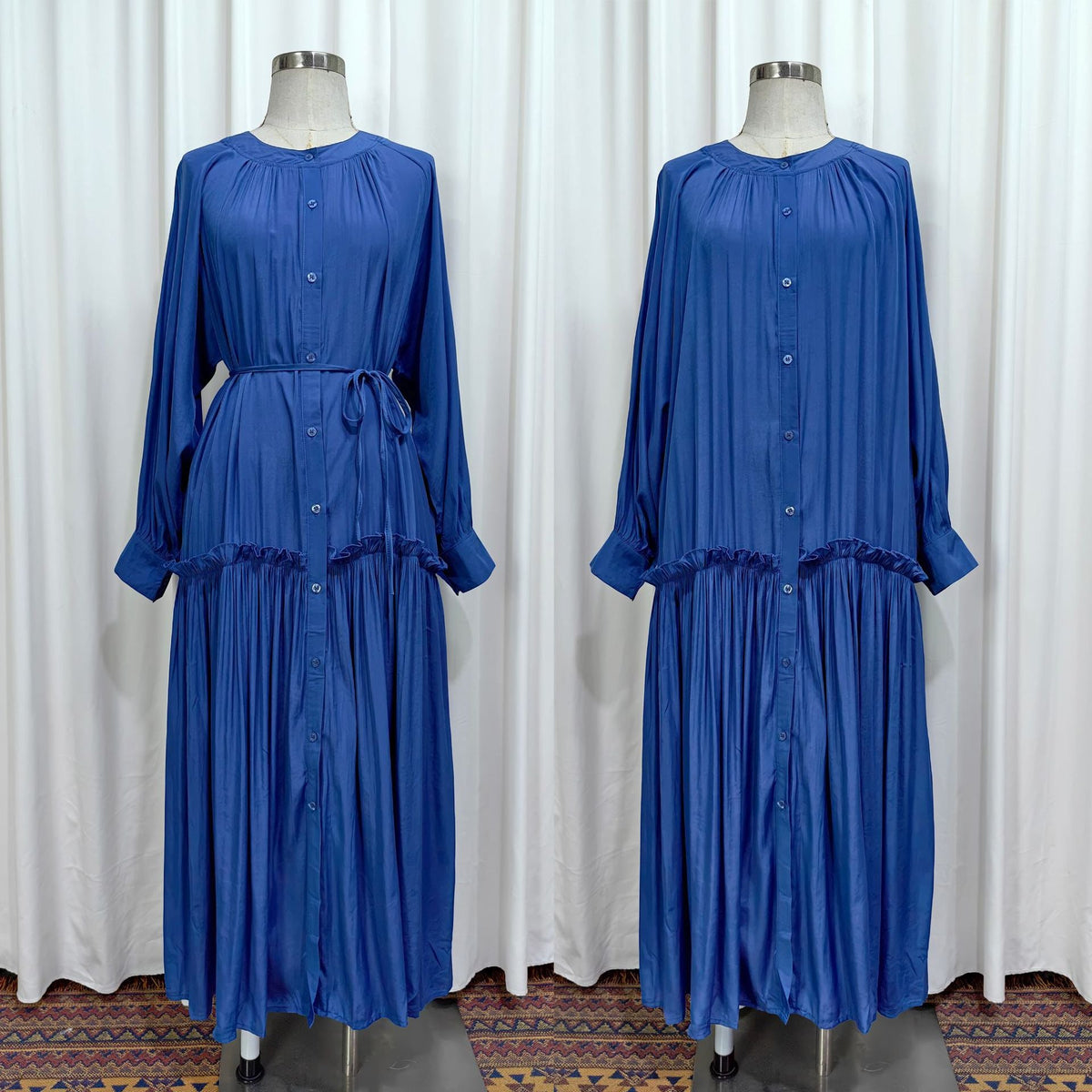 Size chart reference for tie-waist maxi abaya dress