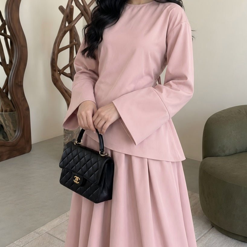 Solid Colour Maxi Skirt Set – Modest Two-Piece Skirt Set