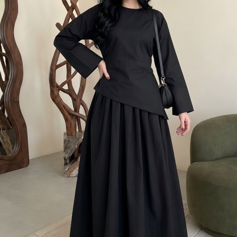 Solid Colour Maxi Skirt Set – Modest Two-Piece Skirt Set