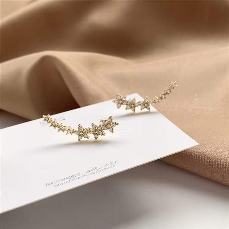 Detail shot of secure post backing on crystal ear climber
