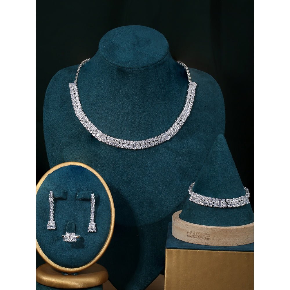 Sparkling Rhinestone 3 - Piece Jewelry Set (MAC314) - Mariam's Collection