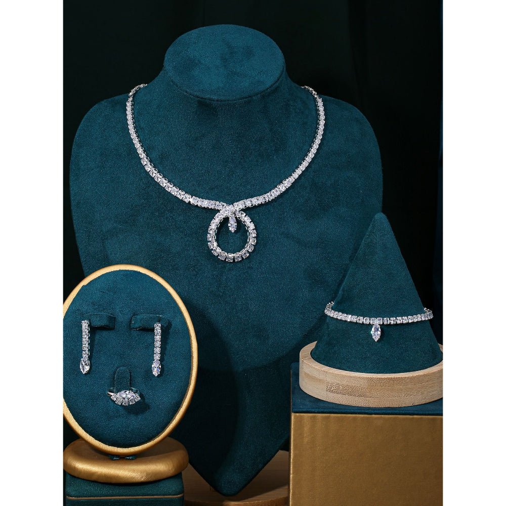 Sparkling Rhinestone 3 - Piece Jewelry Set (MAC314) - Mariam's Collection