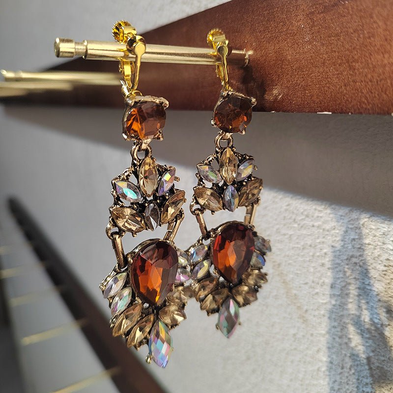 Statement Rhinestones Large Drop Earrings (MAC327) - Mariam's Collection