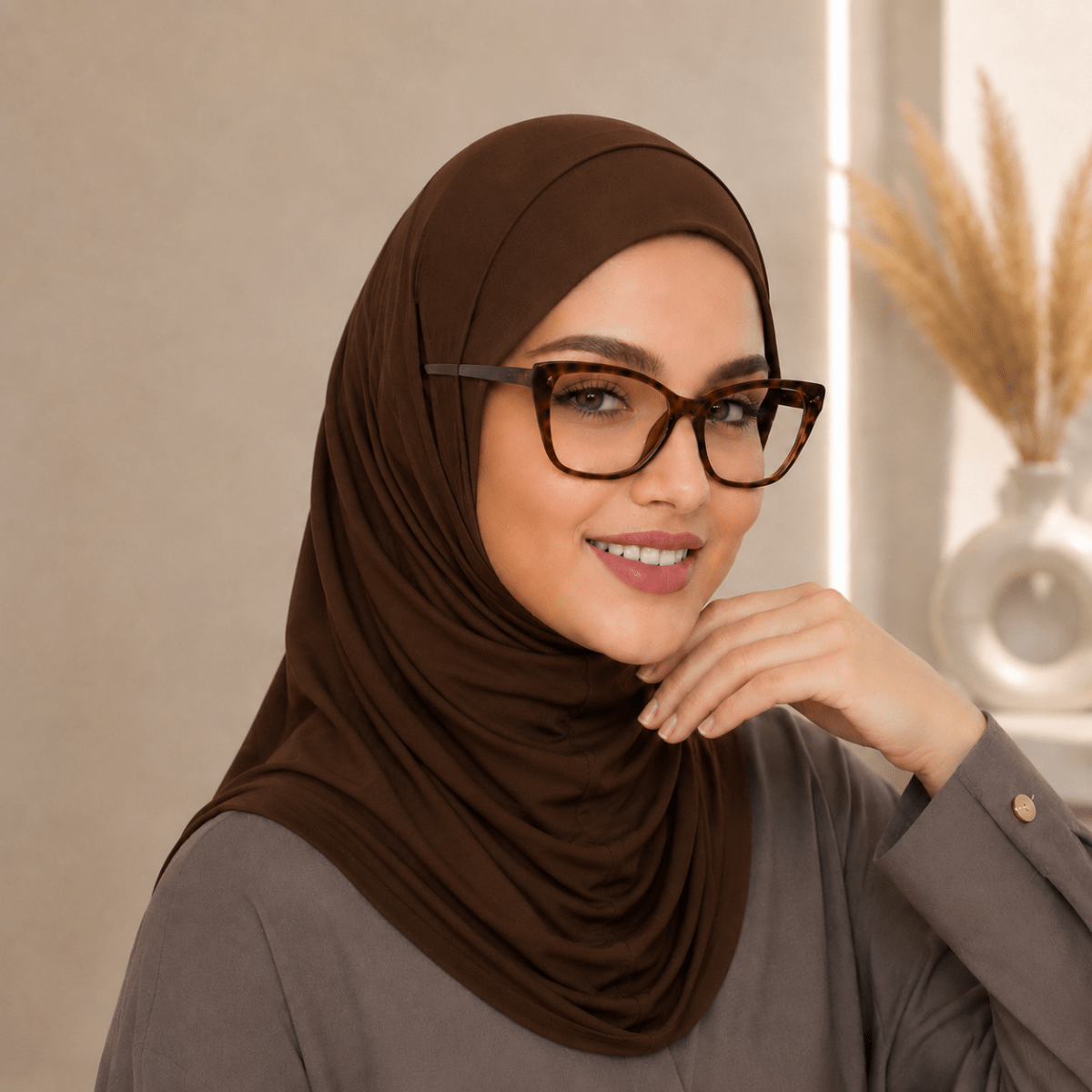 Stretch-Fit Instant Hijab — Cotton Modal, Earphone-Friendly (MH224) - Mariam's Collection
