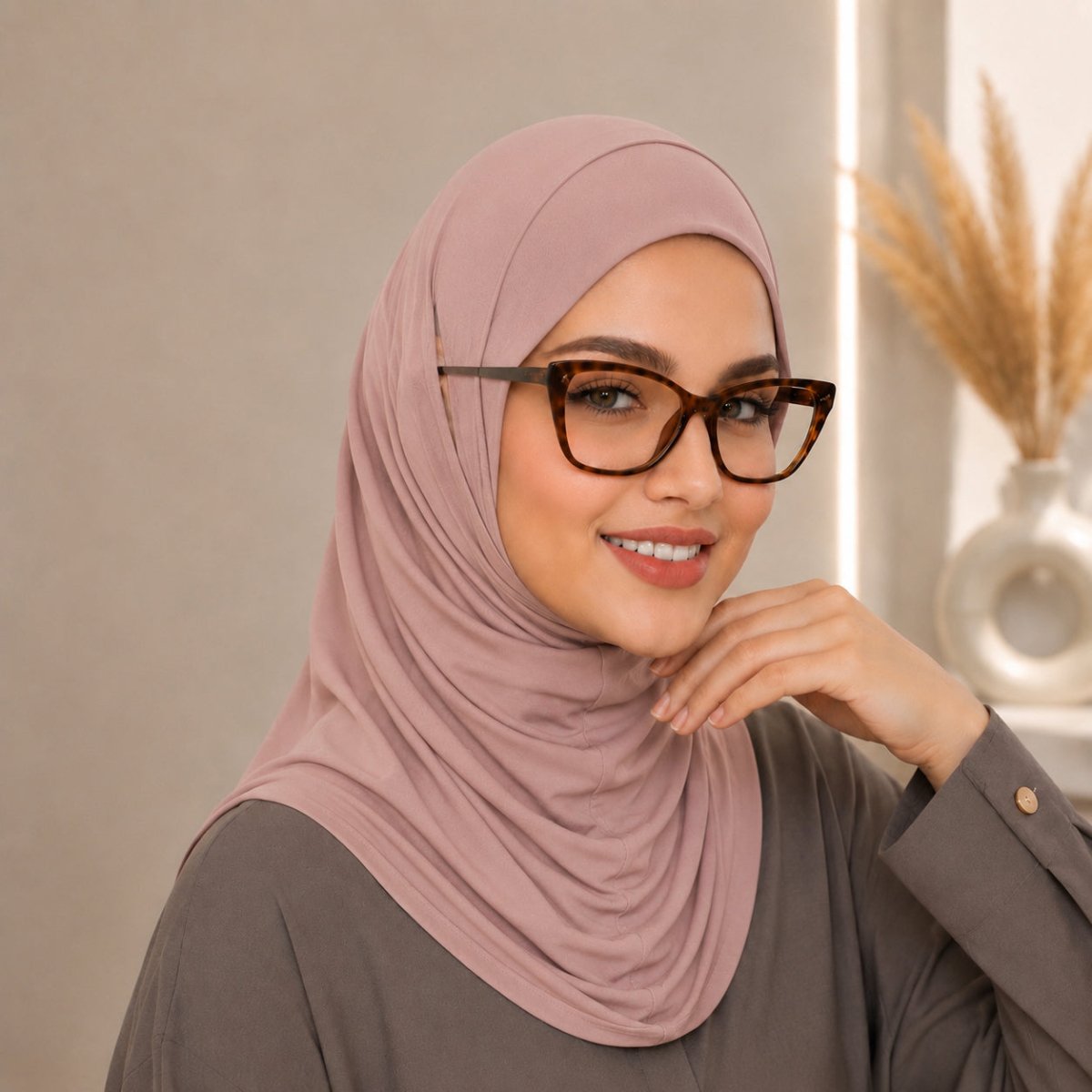 Stretch-Fit Instant Hijab — Cotton Modal, Earphone-Friendly (MH224) - Mariam's Collection