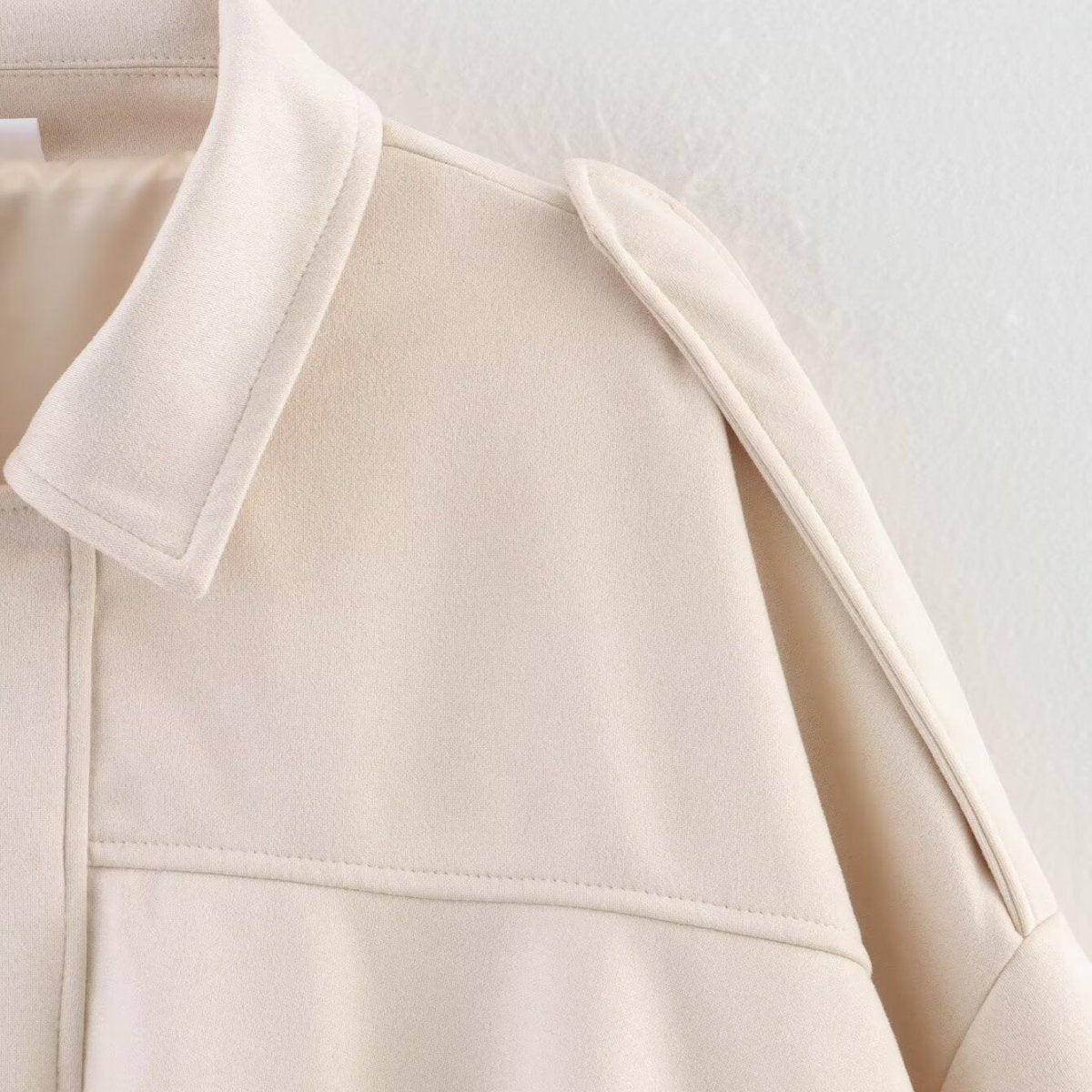 Suede Bomber Jacket | Collared Flight Jacket with Shoulder Tabs(MS240) - Mariam's Collection