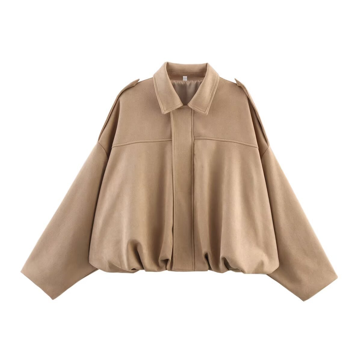 Suede Bomber Jacket | Collared Flight Jacket with Shoulder Tabs(MS240) - Mariam's Collection