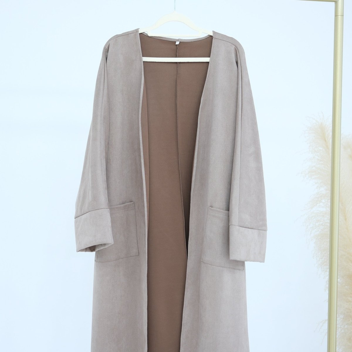 Suede Cardigan Open Abaya (MOA093) - Mariam's Collection