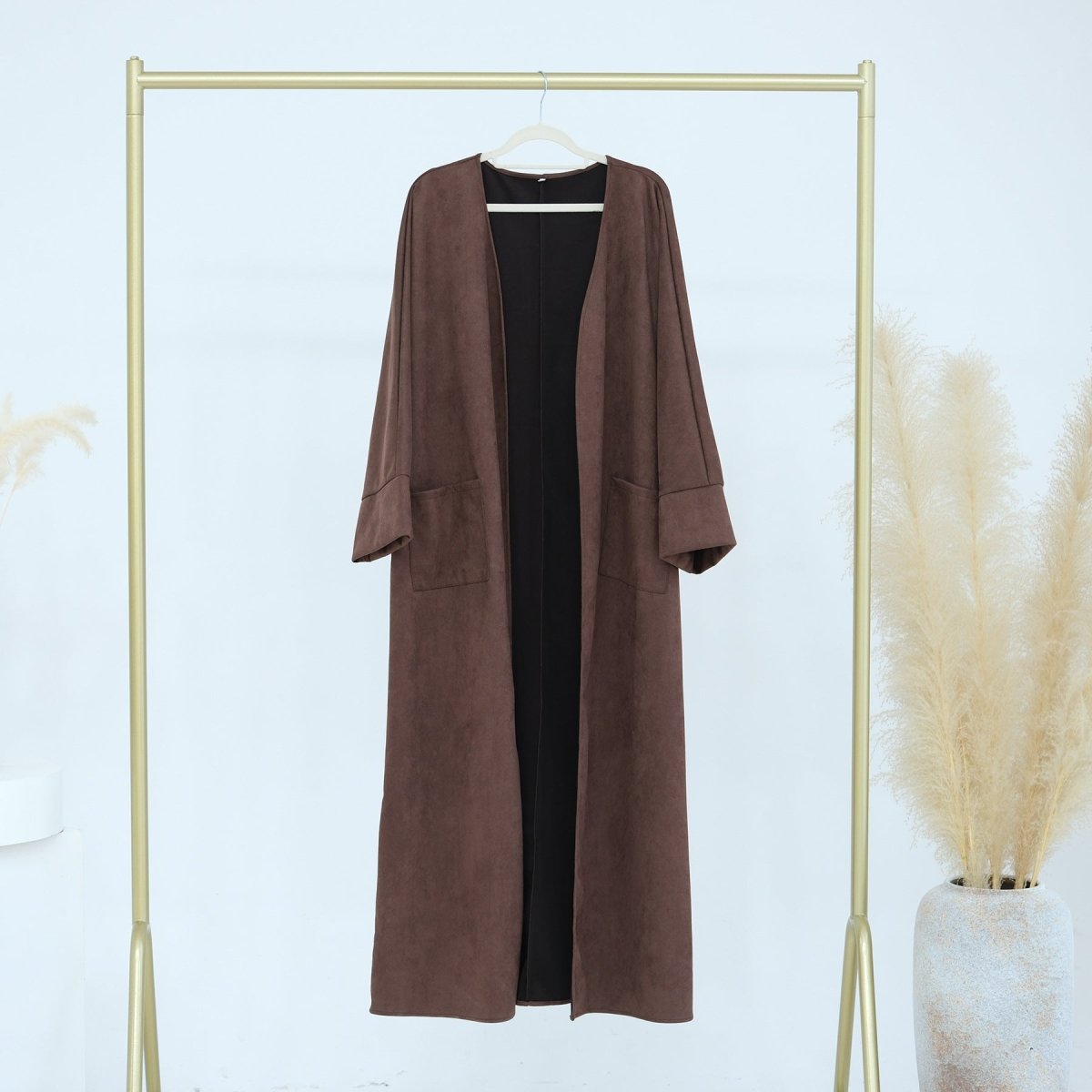 Suede Cardigan Open Abaya (MOA093) - Mariam's Collection