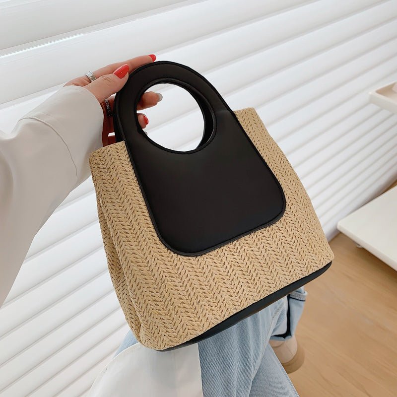 Summer Contrast Woven Top-Handle Bag（MAC467） - Mariam's Collection