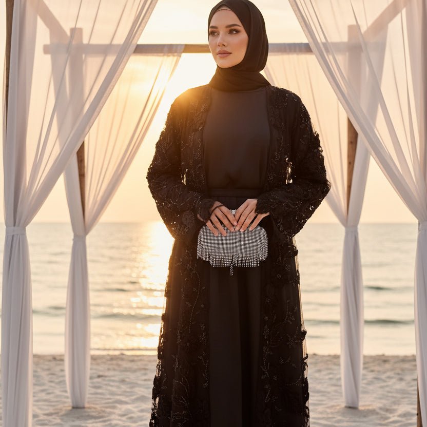 Sunlit Petals Floral Embroidered Abaya – Secret Garden Series (MOA300) - Mariam's Collection