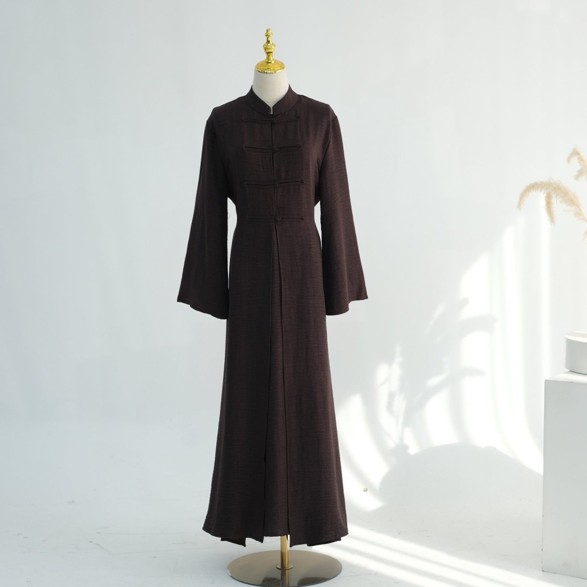 Textured Abaya Set with Tie - Back(MA368) - Mariam's Collection