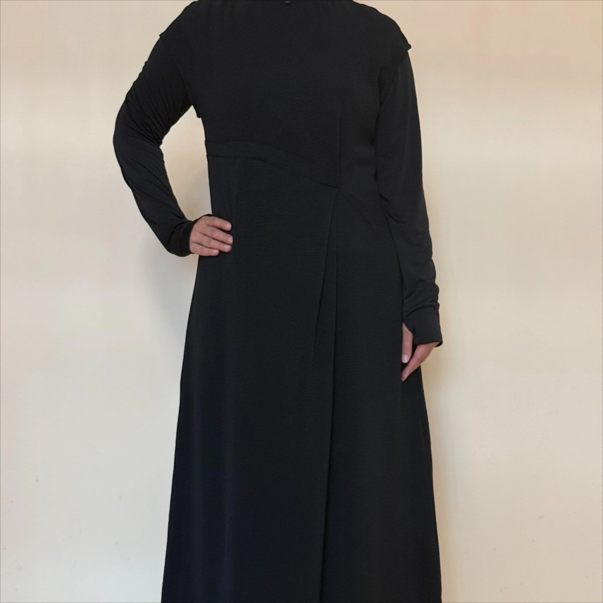 Textured Crepe Cap Shoulder Maxi Dress with Waist Pleat & Back Zip (MS436)(MS436) - Mariam's Collection