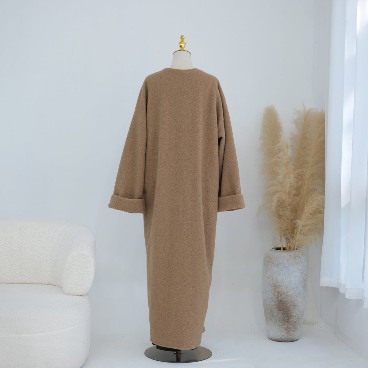 Textured Fleece Relaxed Autumn & Winter Open Abaya(MOA354) - Mariam's Collection