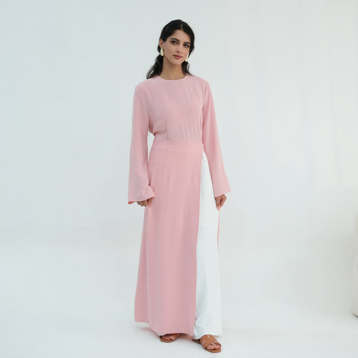 Textured Tie-Back Longline Tunic | Side-Slit Modest Top(MS573) - Mariam's Collection
