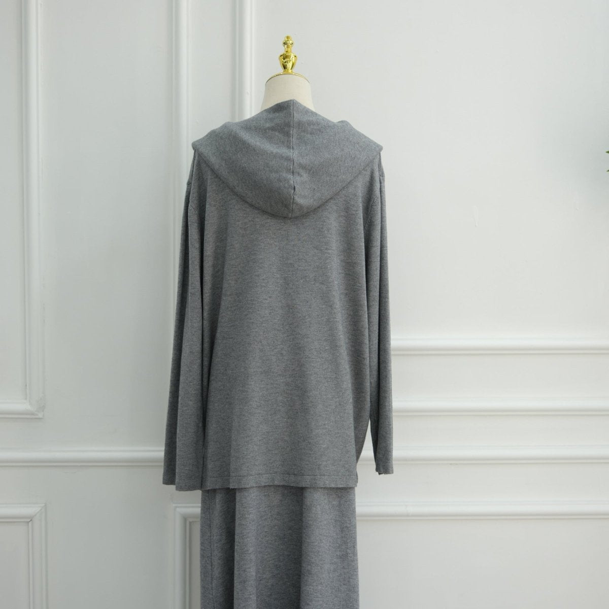 Thick Knit Hooded Sweatshirt & Skirt Set(MS176) - Mariam's Collection