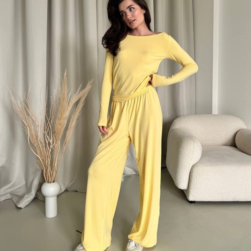 Three - Piece Cape Cardigan Set | Crop Top & Wide - Leg Pants Outfit(MS258) - Mariam's Collection