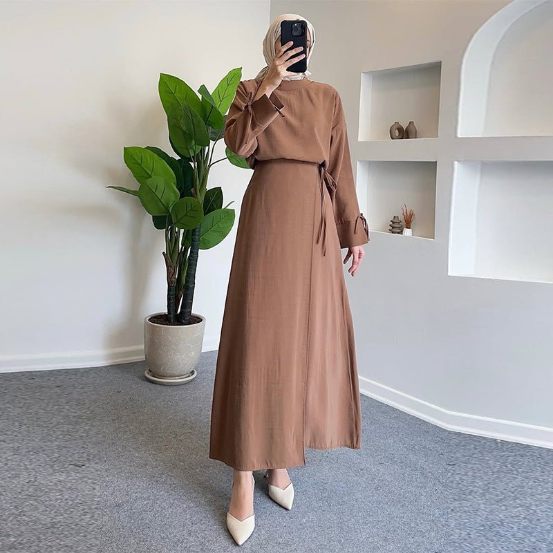 Tie - Cuff Blouse with High - Waist Skirt(MS293) - Mariam's Collection