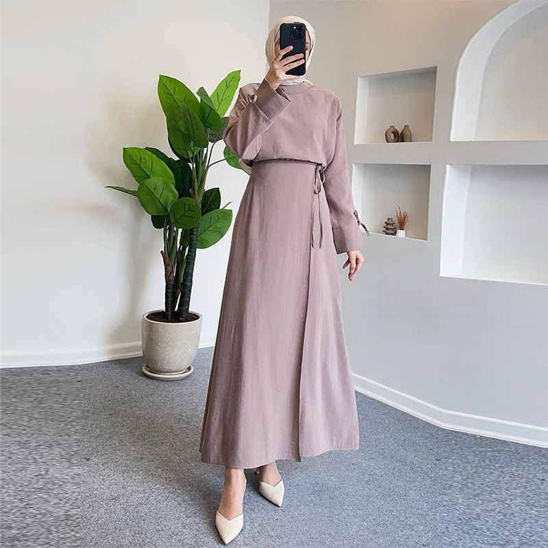 Tie - Cuff Blouse with High - Waist Skirt(MS293) - Mariam's Collection