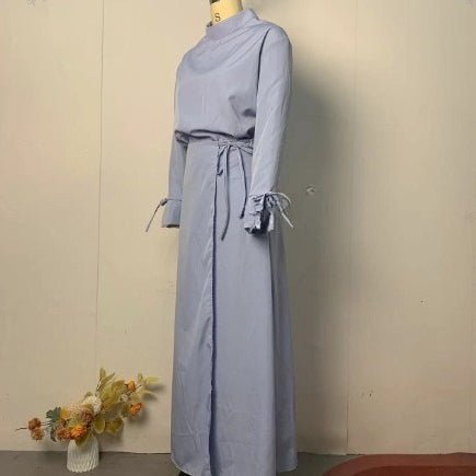 Tie - Cuff Blouse with High - Waist Skirt(MS293) - Mariam's Collection