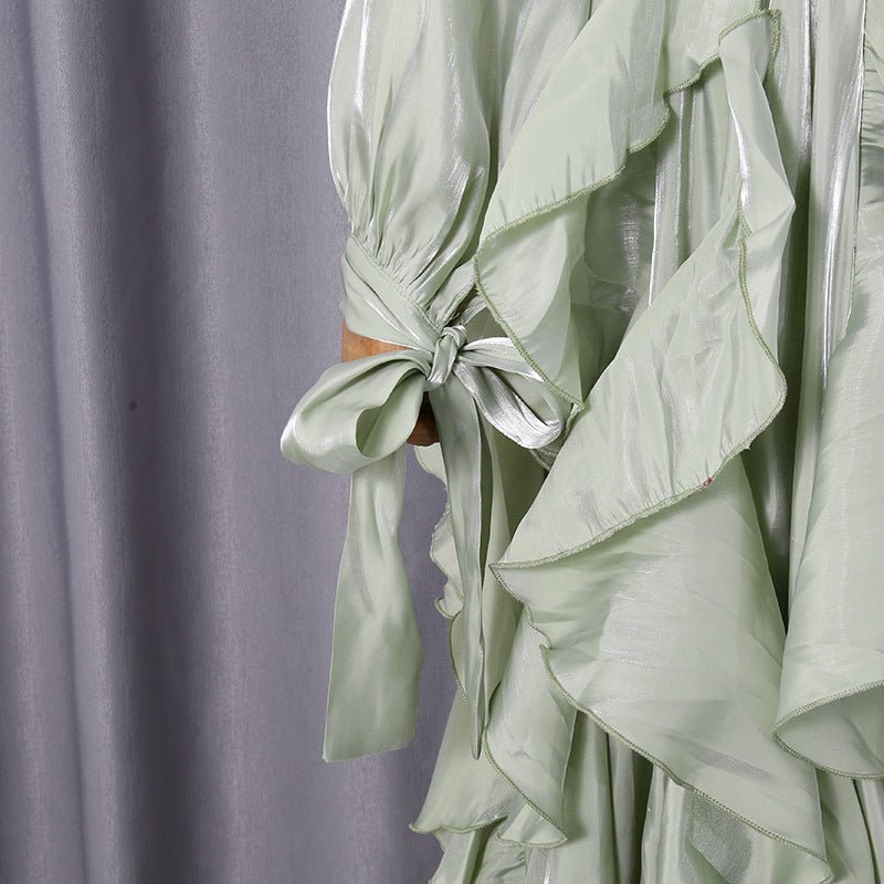 Tiered Ruffle Gown with Pintuck Bodice(MS256) - Mariam's Collection