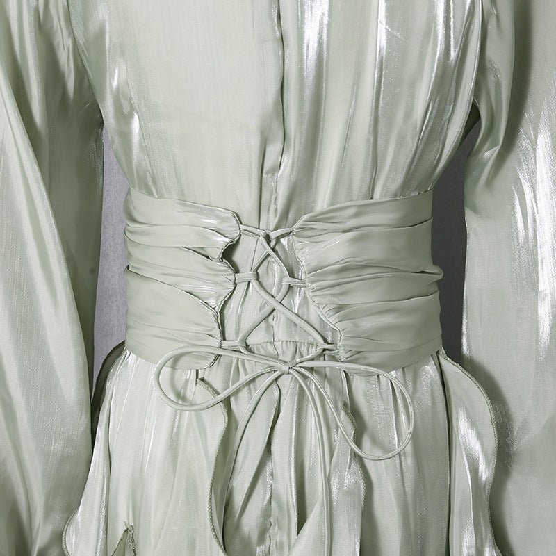 Tiered Ruffle Gown with Pintuck Bodice(MS256) - Mariam's Collection