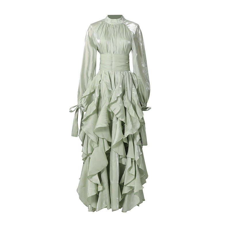 Tiered Ruffle Gown with Pintuck Bodice(MS256) - Mariam's Collection