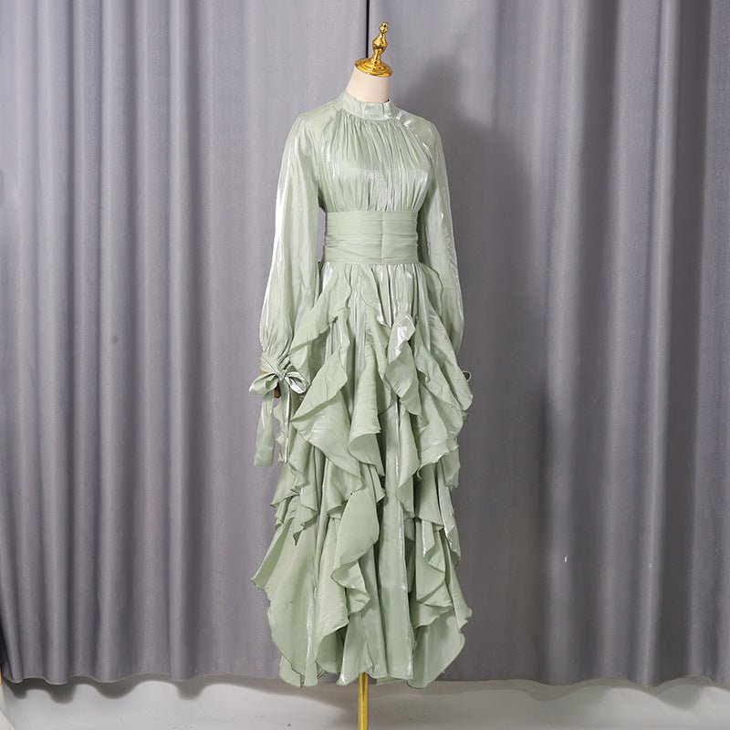 Tiered Ruffle Gown with Pintuck Bodice(MS256) - Mariam's Collection