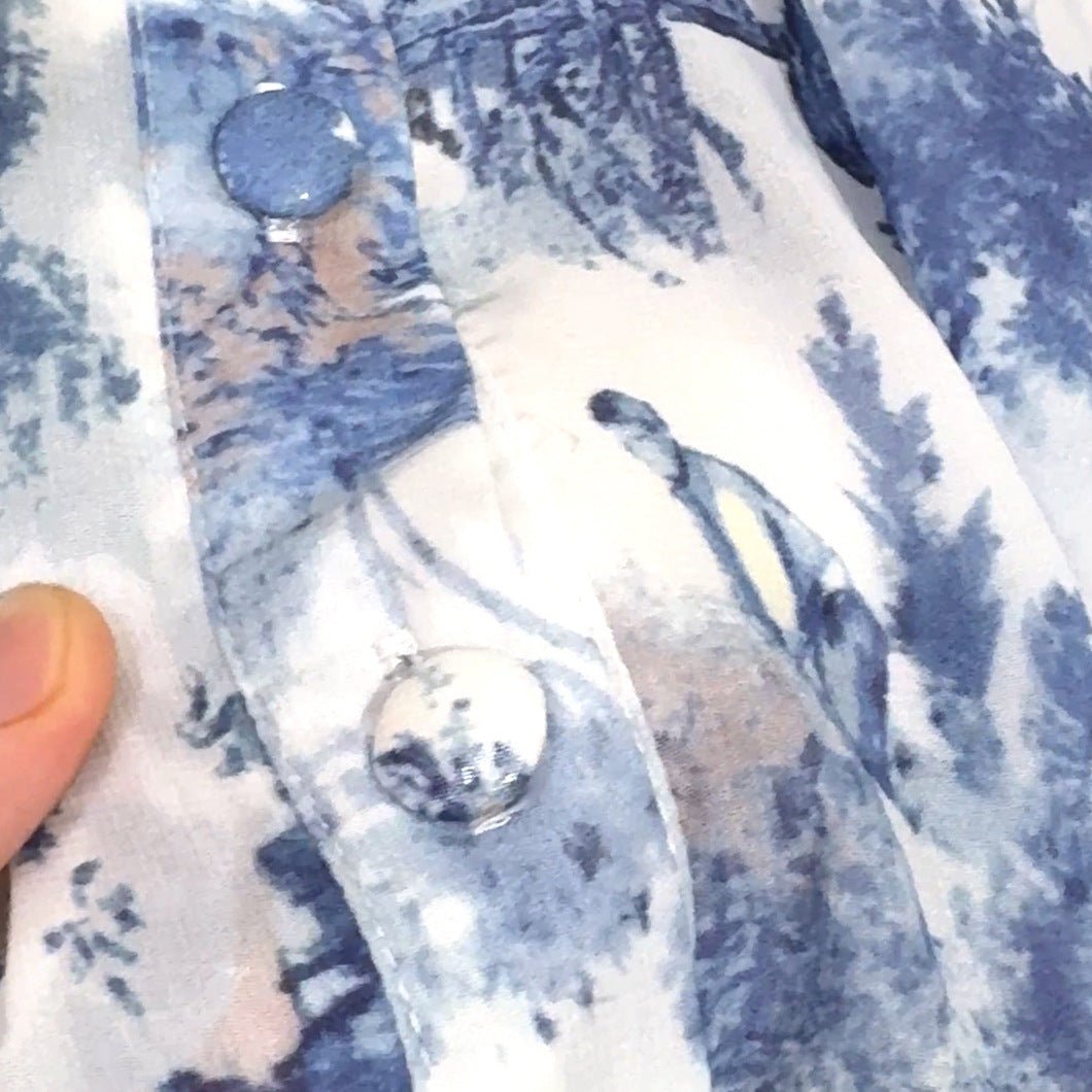 Toile de Jouy Print Ruffle Maxi Dress(MS422) - Mariam's Collection