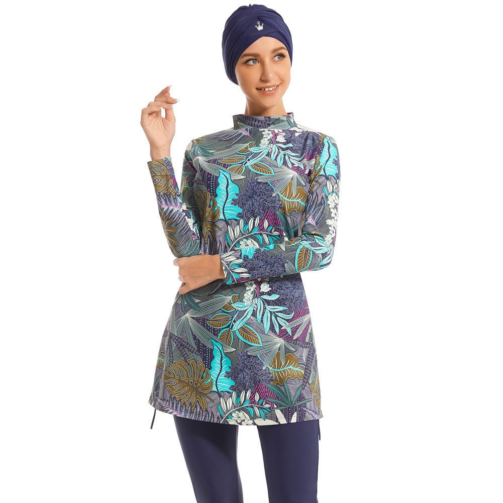 Tropical Print Modest Burkini – Full Coverage Swimsuit Set