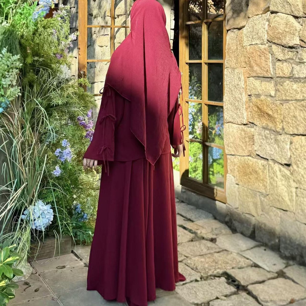 Modest tunic and maxi skirt set with comfortable relaxed silhouette