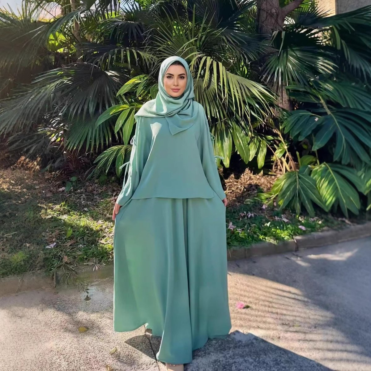Two-Piece Tunic & Maxi Skirt Set with Pockets — Practical Modest Co-Ord