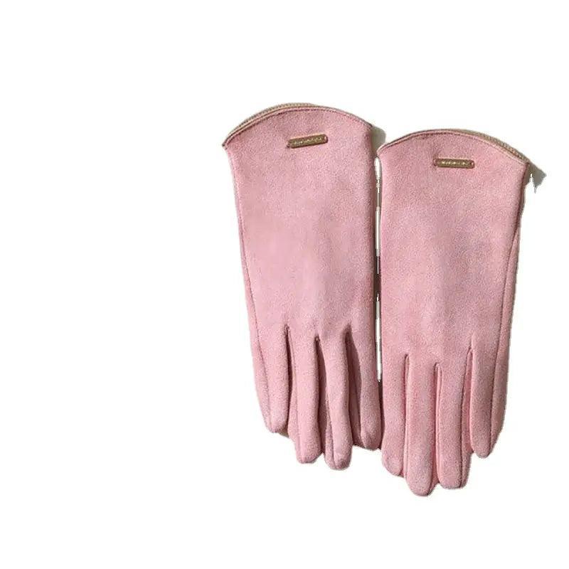 Unisex Suede Touch Screen Gloves Faux Fur Lined Winter Warm - Mariam's Collection