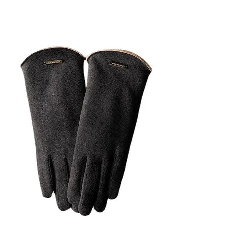 Unisex Suede Touch Screen Gloves Faux Fur Lined Winter Warm - Mariam's Collection